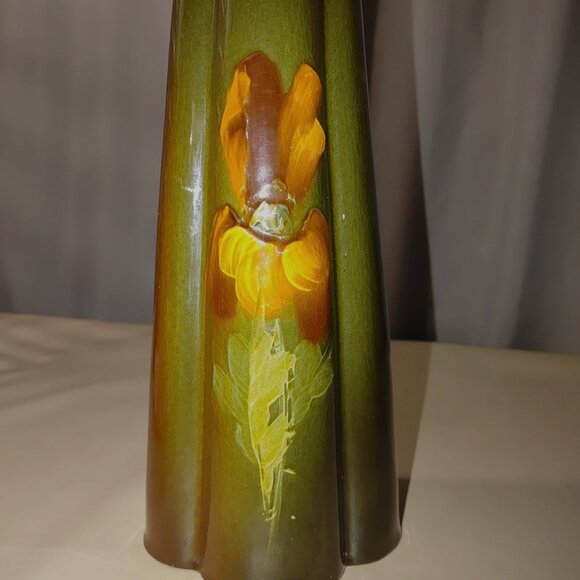 Weller Louwelsa Pottery Fluted Vase Floral Hand Painted 1900 Antique Art Nouveau - Picture 3 of 16
